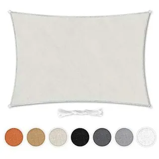 Hometex Premium Textiles Sonnensegel 2×4m Rechteckig inkl. Befestigungseile | Dunkelgrau | Sonnenschutz ideal für Garten, Terrasse, Balkon, Camping | Windabweisender Schattenspender