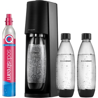 SodaStream Wassersprudler TERRA Promopack mitQuick-Connect CO2-Zylinder| inkl. 3x 1L FUSE Kunststoffflasche (spülmaschinengeeignet) | Farbe: Schwarz