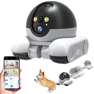 Uuxkgu blinkybot,pet Camera,heimtierkameras,Haustier Kamera mit app,mini Roboter mit Kamera,Robot Camera,360° View,Blinkybot Pro Dual Cameras,1080p HD Wi-Fi Mobile Pet Cameras-A