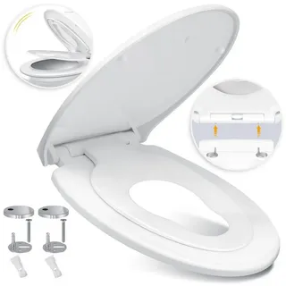 Kesser WC Sitz mit Absenkautomatik Toilettendeckel Quick-Release-Funktion und Softclose - einfache Montage Klodeckel aus Duroplast Toilettensitz mit Edelstahl Befestigung Kinder mit kindersitz