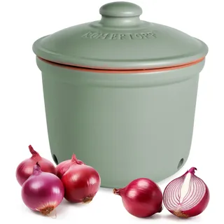 ROMERTOPF Römertopf Frische-Topf MAXI 2,8 Liter - Zwiebeltopf Keramik - Atmungsaktiver Ton hält Gemüse länger Frisch - Ideale Luftzirkulation - Grün