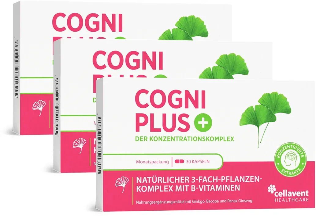 Ginkgo Kapseln mit Bacopa & Ginseng – Cogni PLUS 3 Monate
