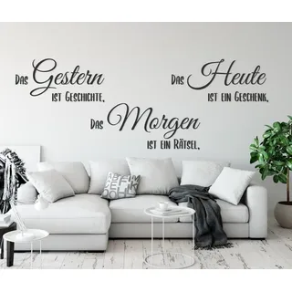 tjapalo® a116 Wandtattoo Gestern ist Geschichte Wandtattoo Wohnzimmer Sprüche Zitate Wandsticker Flur modern wandtattoo für wohnzimmer, Farbe: dunkelrot, Größe: B100xH36cm