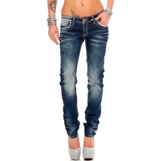 Cipo & Baxx 5-Pocket-Jeans Damen Jeans BA-WD256 Blue W27/L32 (1-tlg) Stonewashed mit Farbigen Nähten in Casual blau 27