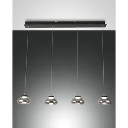 Fabas Luce LED Pendelleuchte ARABELLA 1 inkl. SMART LUCE, 4-flammig, Leiste, 32W 3000K 3020lm, dimmbar, grau transparent FAB-3547-48-126-01