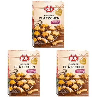 RUF Knusper Plätzchen, Backmischung für Butter-Plätzchen aus der Weihnachtsbäckerei, für 3 Backbleche Weihnachtskekse, zum bunten Dekorieren, vegan, 1x450g, (Packung mit 3)