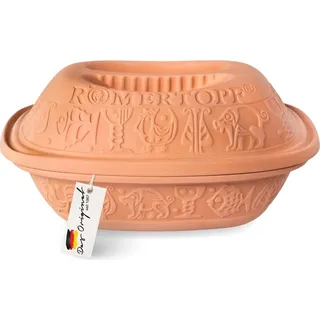 Römertopf Bräter KLASSIK für 4 Personen - 3 Liter Schmortopf mit Deckel aus Keramik - Zum Schmoren, Braten und Dampfgaren - Backofengeeignet