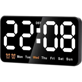Digitale Wanduhr, 9--LED-Digitaluhr, GroßEs Display mit 12/24 Stunden, GroßE Ziffern, Kleine Leise Wanduhr ()