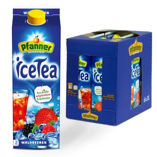 Pfanner Eistee Waldbeere im Vorratspack – Direkt aufgebrühter Früchtetee mit Waldbeerensaft verfeinert (6 x 2 l)