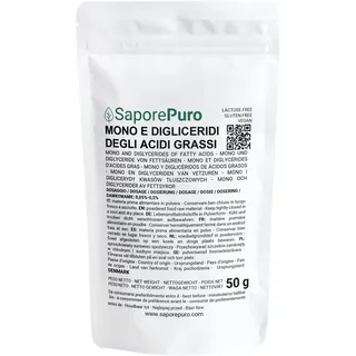 Saporepuro MONO UND DIGLYCERIDE VON SPEISEFETTSäUREN 50 gr - Ideal für Eis, Sorbets und Backwaren - Emulgator E471