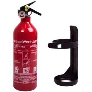 Aluminium 1kg ABC Autofeuerlöscher 'Pia' Manometer Halterung (Dauerdrucklöscher PS1-X Instandhaltungsnachweis HausundWerkstatt24)