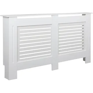 KADIMA DESIGN Moderne Heizkörperabdeckung mit Lamellenmuster, Elegante Lösung zur Verbesserung der Raumgestaltung, Weiß