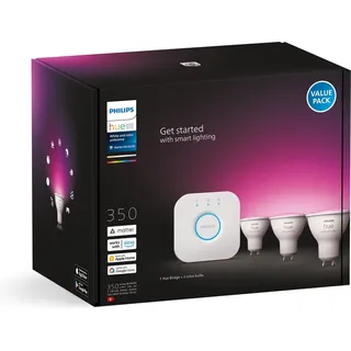 Philips Hue White & Col. Amb. GU10 Dreierpack inkl. Bridge Starter Set 2000 - 6500