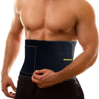 Waist Trainer Damen Herren, Bauchweggürtel, Saunagürtel Schwitzgürtel bauch weg gürtel zum abnehmen, fitnessgürtel Männer und Frauen, Bauchgurt Sport Fitness Sweat Taille Trimmer AB Trainer Schwarz M - M