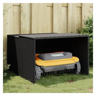 vidaXL Mähroboter-Garage Schwarz 86x90x52/57 cm Poly Rattan