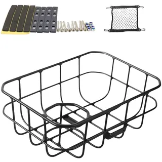 Hellery Fahrradkorb für Transport, Gepäckträger Vorne, Fahrradzubehör, Schwarzes Eisenblech