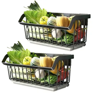 2-Stufiger Stapelbarer Obstkorb Gemüse Aufbewahrung, Obst- Und Gemüseregal Zur Wandmontage, Obst- Und Gemüseregal Aus Rostfreiem Stahl 304, for Die Aufbewahrung In Küche Bad Wohnzimme Obst- und Gemüse