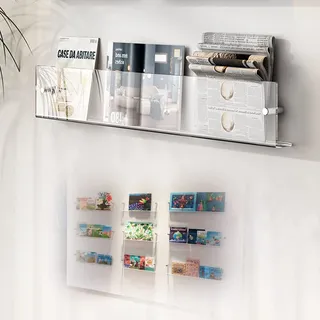 Zeitschriftenständer zur Wandmontage, 1 Stück, 2 Stück, 3 Stück, Zeitschriftenhalter aus transparentem Acryl, 40–80 cm langer Hängeregistratur-Organizer, Broschürenständer (Farbe: 1 Stück, Größe: Lä