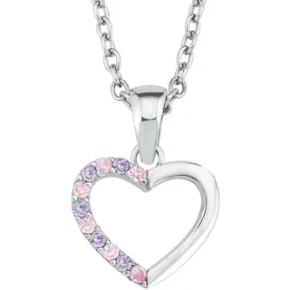 Prinzessin Lillifee Kinder-Kette Mädchen mit Anhänger Herz 925 Silber Zirkonia rosa lila längenverstellbar