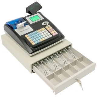 Elektronische Registrierkasse 40W Kasse mit 48 Tasten LED Display Einzelhandel Kassensystem Retail Kassensystem Catering Light-Duty Kassenschublade mit 4 Fächern für Banknoten und 5 für Münzen