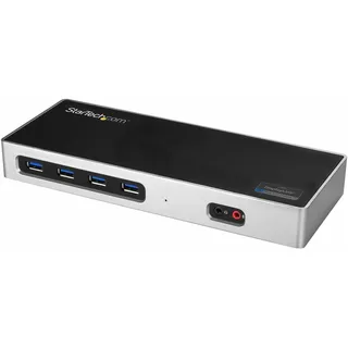 Startech 2x4k Universal Dockingstation – USB-C und -A (3.0) – DisplayPort für Zwei Monitore + HDMI-Dock für Mac- und Windows-Laptops (DK30A2DH), Schwarz/Silberfarben