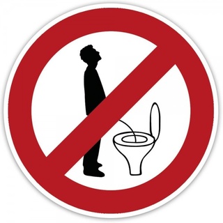 Standard Sticker Ø 50 mm 2 Stück / Nicht im Stehen pinkeln!