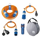 as - Schwabe Camping Set 5-teilig - 25 m CEE Verlängerungsleitung Mit Stecker und Kupplung - Schutztasche - 2 x 1,5 m Adapterleitung - LED Taschenlampe, 19707