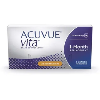 ACUVUE Kontaktlinsen Vita for Astigmatism Monatslinsen weich, 6 Stück / BC 8.6 mm / DIA 14.5 / CYL -1.25 / Achse 100 / -0.5 Dioptrien