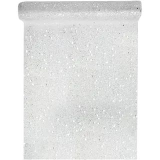 SANTEX 4446-4-30, Tischläufer Tüll glitter, Silber