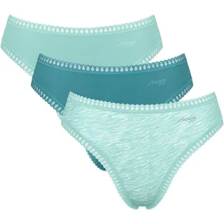 SLOGGI 3P GO Crush High Leg Briefs Blau/Türkis Baumwolle X-Small Damen