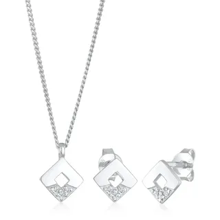 Elli DIAMONDS Diamanten (0.045 ct) Geo Design 925 Silber silberfarben Damen