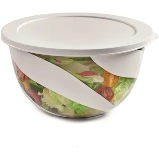 SNIPS | Salatschüssel mit Deckel | Salatschüssel Kunstoff 5 L | Servierschüssel für Salat | 27 x 27 x 15 cm | Weiß | BPA- und phtalat-frei | Hergestellt in Italien