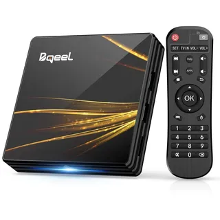 2024 Bqeel Android TV Box 4GB RAM 64GB ROM 4K Smart TV Box Android 10.0, RK3318 Quad-Core 64-Bit Dual WiFi 2.4G/5G, Android Box TV H.265/LAN 100M/Bluetooth 4.0, HD Set top Box