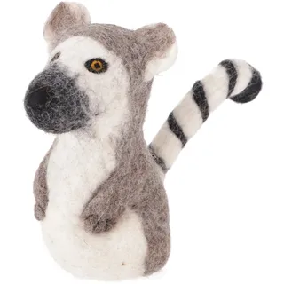 GURU SHOP Filz Eierwärmer, Handgemachte Filzdekoration aus Nepal, Filztier - Lemur, 15x8x8 cm