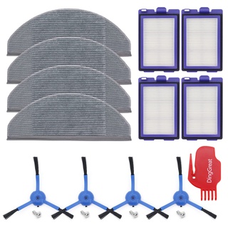 DingGreat Ersatz Zubehör für Eufy RoboVac X8 Hybrid Saugroboter - 4 Seitenbürsten, 4 HEPA Filters, 4 Mikrofasermopptuch, 1 Reinigungsbürste