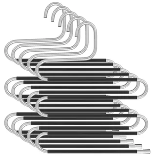 Intirilife 5x S-Form Hosenbügel in Silber - 36 x 34.3 x 0.6cm- Platzsparender Kleiderbügel für Hosen Schals Krawatten- Gürtel und Handtücher