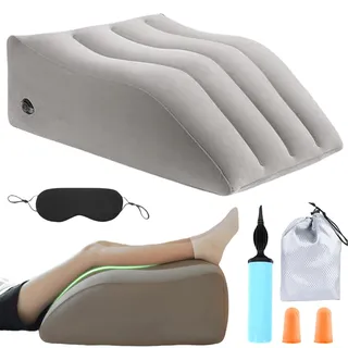 Leikurvo Venenkissen Beinhochlagerungskissen, Aufblasbare Keilkissen zum Schlafen, Fußstütze Kissen, Beinerhöhungskissen Beinstützkissen mit Beutel und Pumpe Waschbar Beinkissen Kniekissen(Grau)