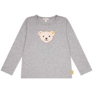 Steiff Kinder Langarm-Shirt - Basic, Teddy-Applikation, Quietscher, Cotton Stretch Grau 92