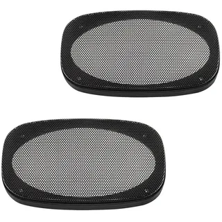 tomzz Audio 2800-005 Lautsprecher Gitter Grill für 4 x 6 Zoll Lautsprecher schwarz 2-teilig Kunststoffring mit Metallgitter Satz