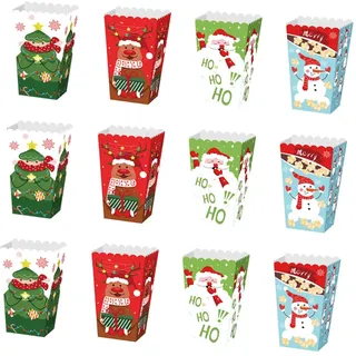 12 Stücke Weihnachten Popcorn Boxen Weihnachten Candy Box Weihnachten Baum Schneemann Rentier