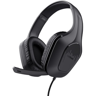 Trust Gaming GXT 415 Zirox Leichtes Gaming Headset mit 50-mm-Treiber für PC, Xbox, PS4, PS5, Switch, Mobile, 2-m-Kabel, 3,5-mm-Audioanschluss, Over-Ear Kopfhörer mit Kabel - Schwarz