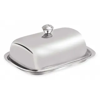 Butterdose aus Edelstahl, Butterglocke für 250 g Butter, Butterbox Silber Stahl, Butterschale, Butter Dish KINGHOFF KH-1209