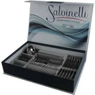 Salvinelli - 1 Book box 49-tlg. Besteck - Mod. Zen– Edelstahl 18-10 – Stärke 2,2 mm – helle Stahlfarbe