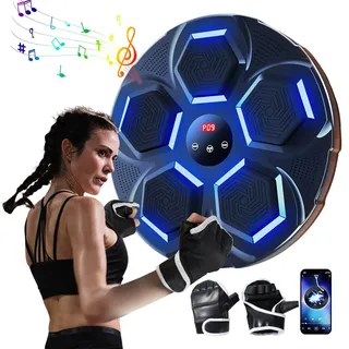 Music Boxing Machine, 2024 Neue LED Music Boxing Machine mit Boxhandschuhen, 9 Modi, 18 Geschwindigkeit, Zählmodus, Bluetooth Boxing Machine für Erwachsene und Kinder Sporttraining (Mit Handschuhe)