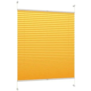 DécoProfi Plissee ohne Bohren Melonengelb 40cm x 220cm (max. Gesamthöhe Fensterflügel) I Verspannte Plissees nach Maß mit Klemmträger/Klemmfix I Blickdichte Innenrahmen-Plissees zum Klemmen