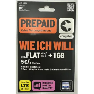 Congstar WIE ICH WILL 2023 Prepaid-Karte ohne Vertragsbindung