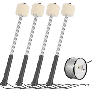 4 Stück Bass Drum Mallet, Trommel Schlägel Filz Kopf, Drum Mallet Bass Drum Schlägel, Trommelschlägel Wollfilz Bass Drum Drum Stick Für Band Snare Drums Drum Mallet Sticks