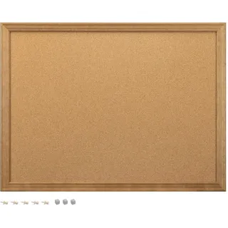 Navaris magnetische Kork Pinnwand 60 x 45 cm - Memoboard Magnetwand Korkwand Korkbrett mit Holzrahmen - inkl. Montagematerial Reißzwecken Magnet Set