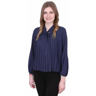 Sarcia.eu Spitzenbluse John Zack elegante dunkelblaue Schleifenbluse L blau