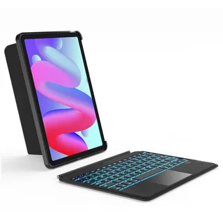 Inateck Tastatur Hülle für iPad Air 11 Zoll M3/M2 (2025/2024), Air 5/4 10.9 Zoll,iPad Pro 11 Zoll 4/3/2/1,QWERTZ, Hoch-/Querformat Ständer,Abnehmbare Touchpad mit 7-Farbiger Beleuchtung,KB04111